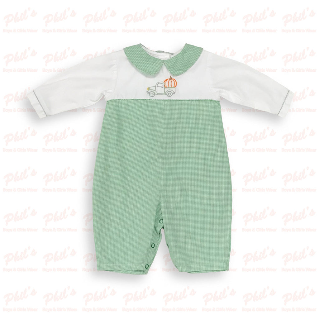 Baby Boys' Green Jon Jon with Pumpkin Embroidery