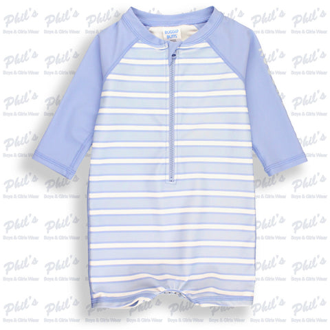 Blue Stripe Long Sleeve Rash Guard One Piece