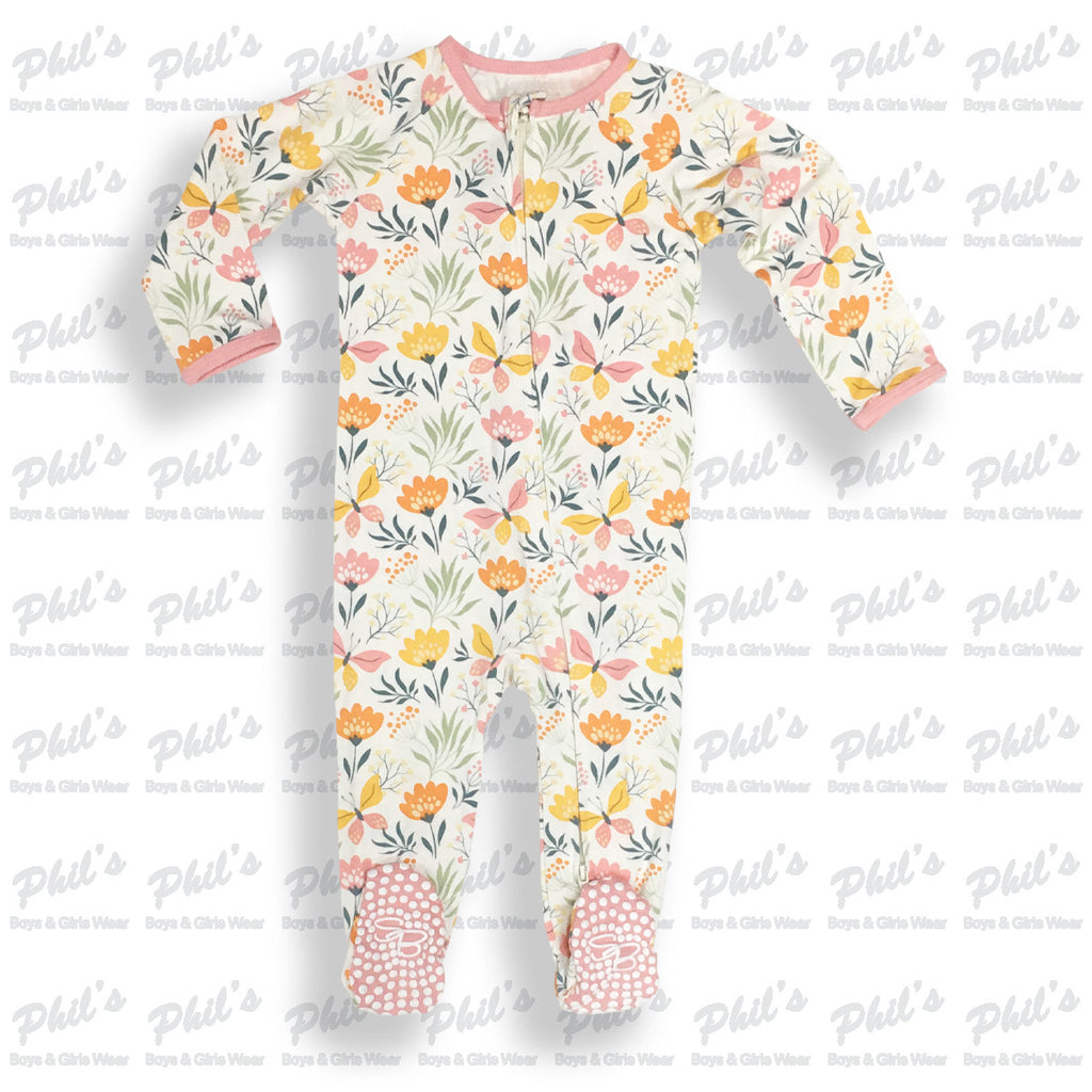 Floral Bamboo Zippered Footie