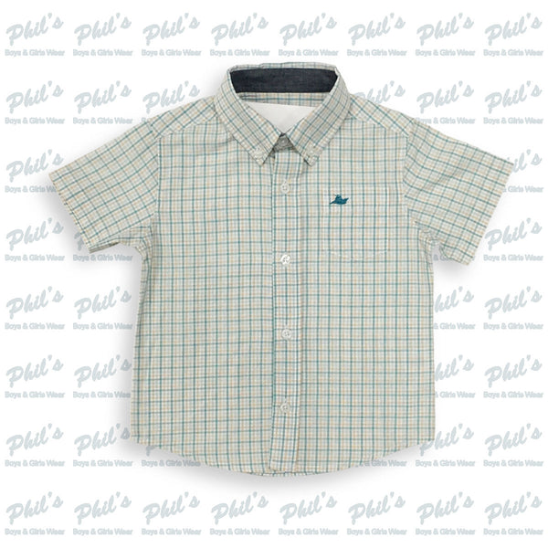 Southbound Teal Green / Khaki Plaid Button Down Shirt