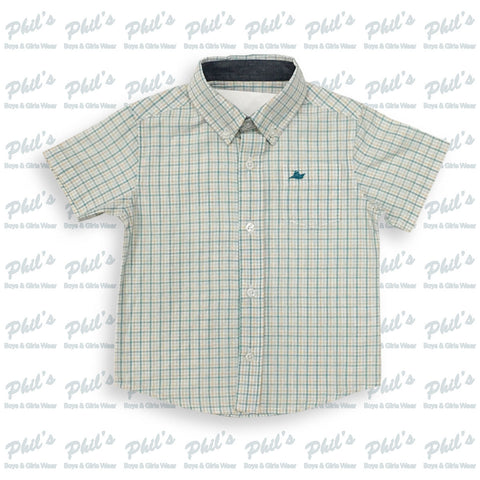 Southbound Teal Green / Khaki Plaid Button Down Shirt