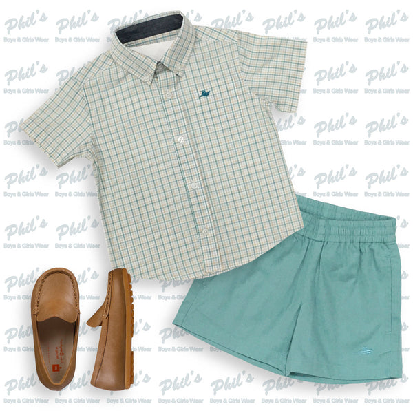 Southbound Teal Green Elastic Waist Shorts