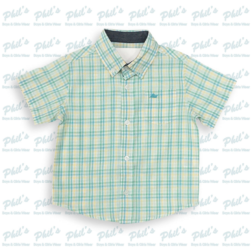 Southbound Yellow / Green / Aqua Blue Plaid Button Down Shirt
