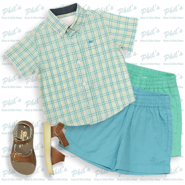 Southbound Aqua Blue Elastic Waist Shorts