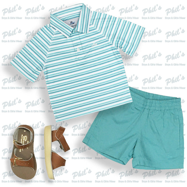 Southbound Teal / White Stripe Performance Polo
