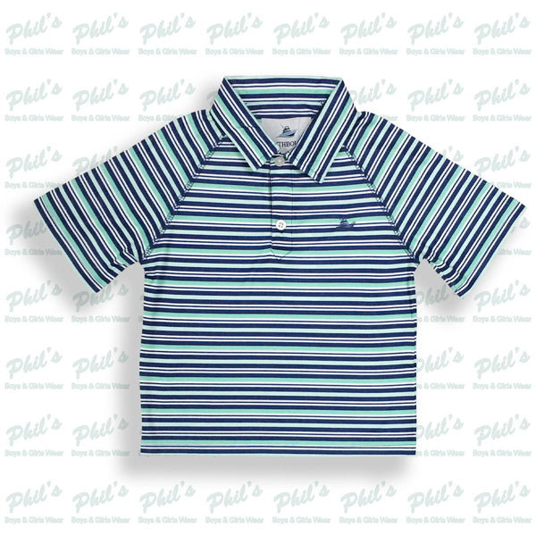 Southbound Navy Stripe Performance Polo