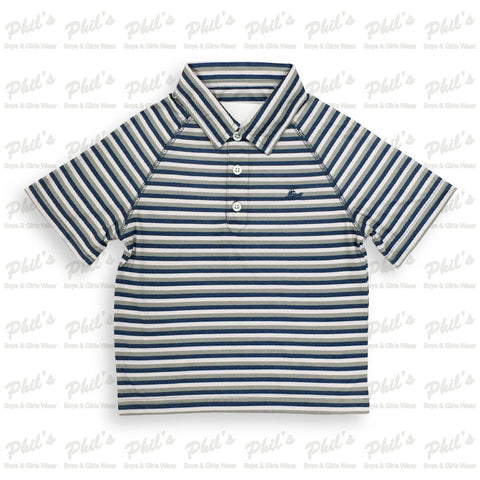 Southbound Green / Navy Stripe Short Sleeve Polo