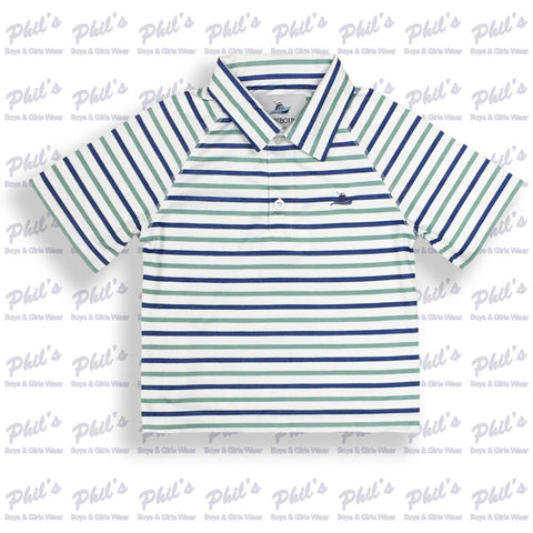 Southbound Royal Blue / Green / White Stripe Performance Polo