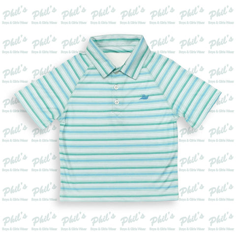 Southbound Cascade Green Stripe Performance Polo