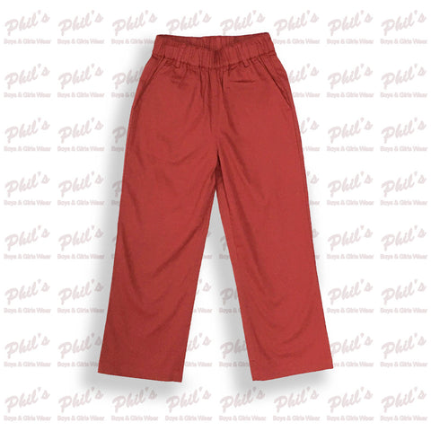 Southbound Elastic Waist Brick Red Pants