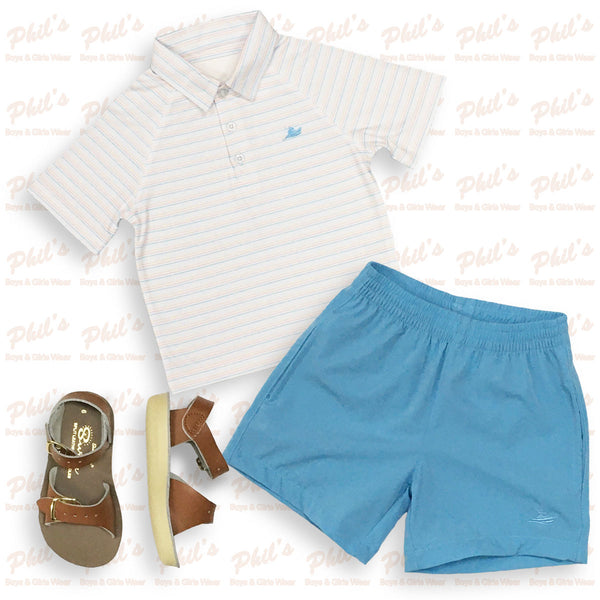 Southbound White Stripe Performance Polo