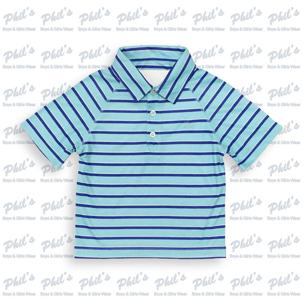 Southbound Aqua / Royal Blue Stripe Performance Polo