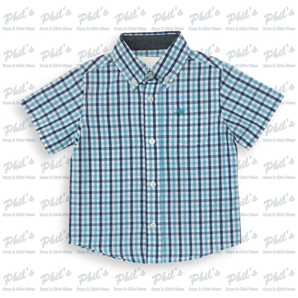 Southbound Aqua / Royal Blue Plaid Button Down Shirt
