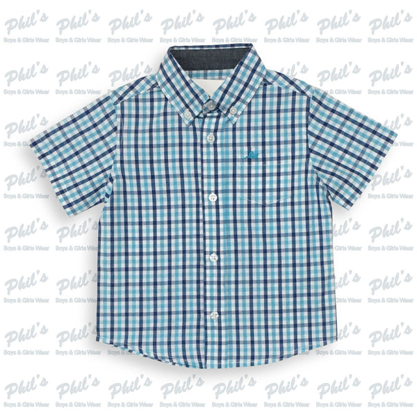 Southbound Aqua / Royal Blue Plaid Button Down Shirt