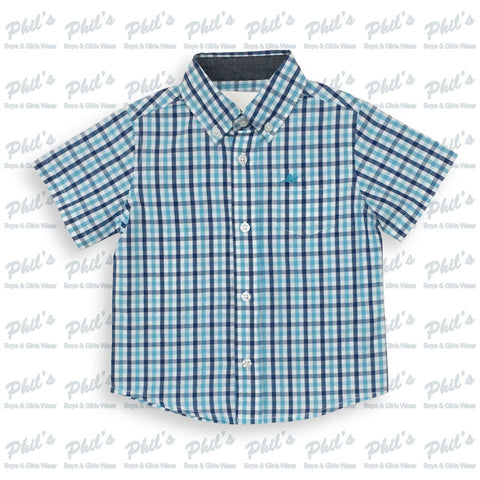 Southbound Aqua / Royal Blue Plaid Button Down Shirt