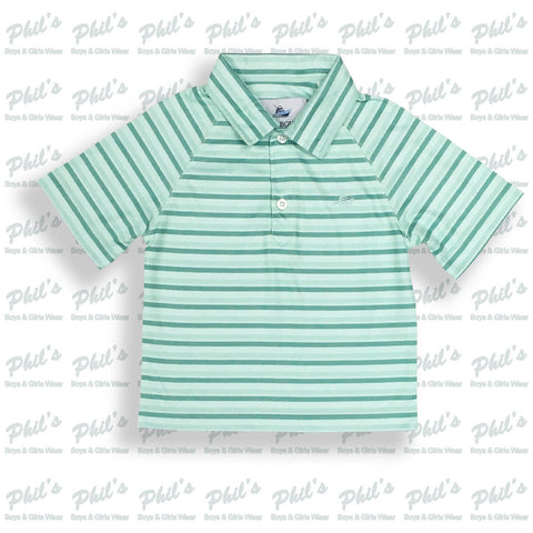Southbound Green Stripe Dry-Fit Polo