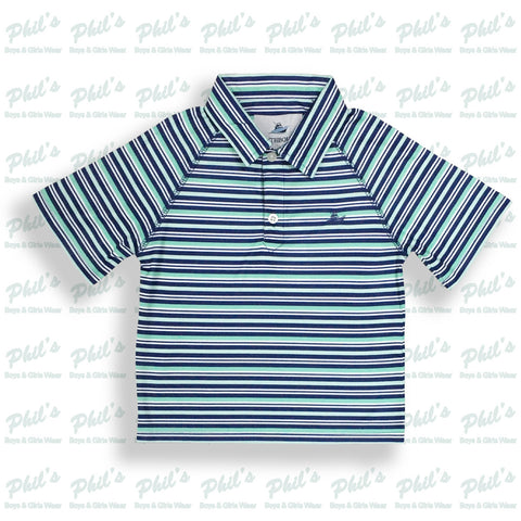 Southbound Navy Stripe Dry-Fit Polo