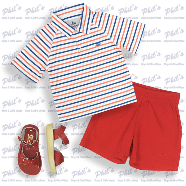 Southbound Red / White / Blue Stripe Dry-Fit Polo