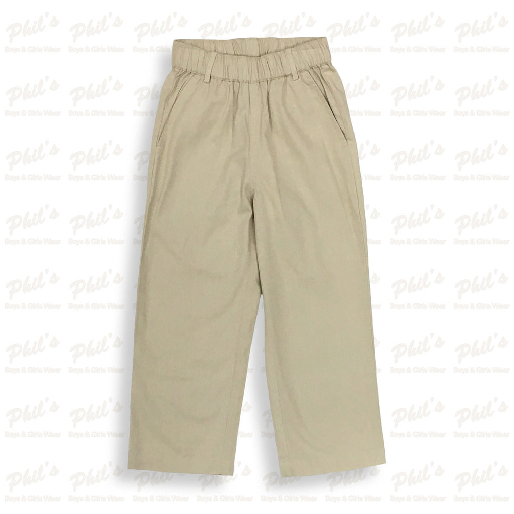 Boys' Khaki Elastic Waist Dress Pants