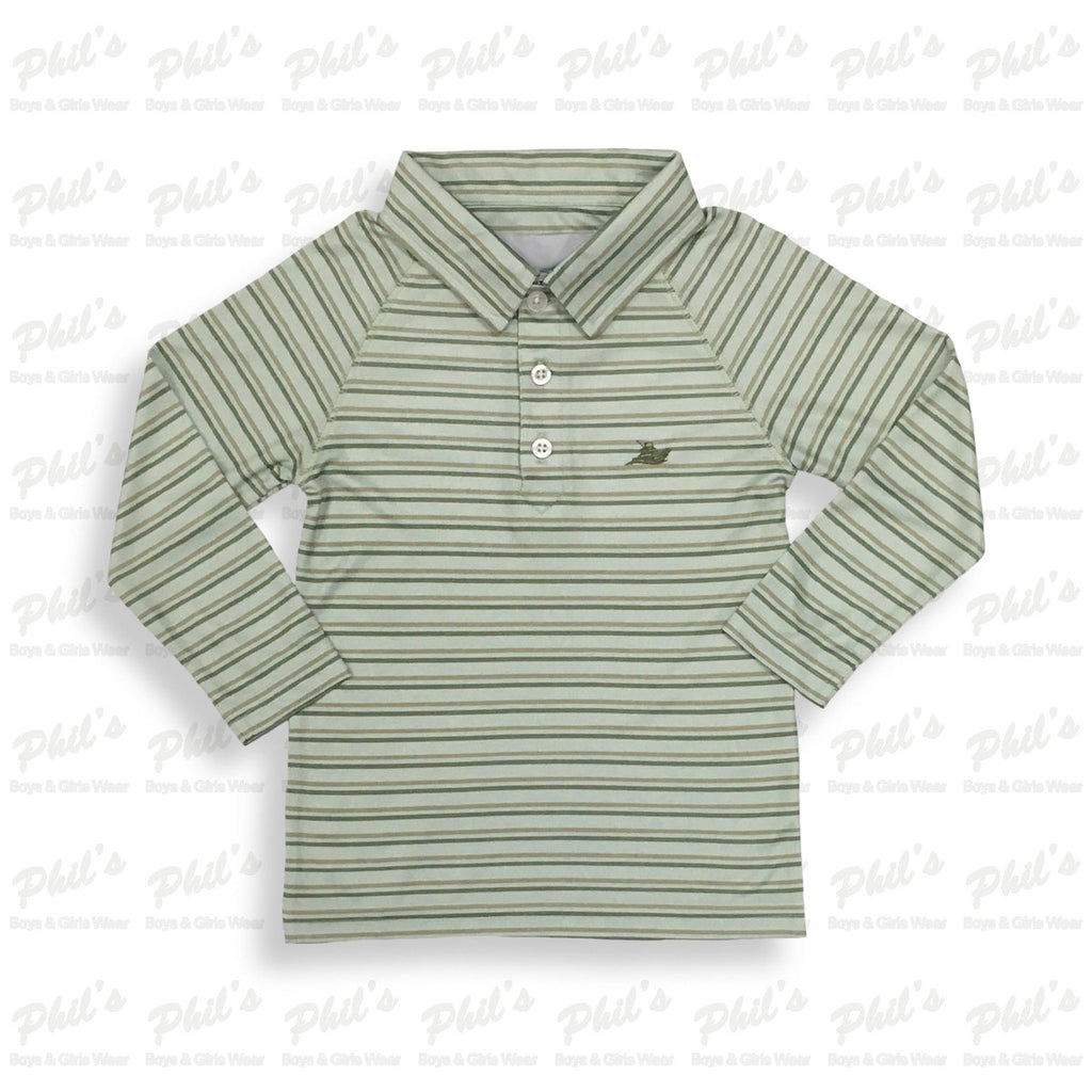 Boys' Green Stripe Polo Shirt