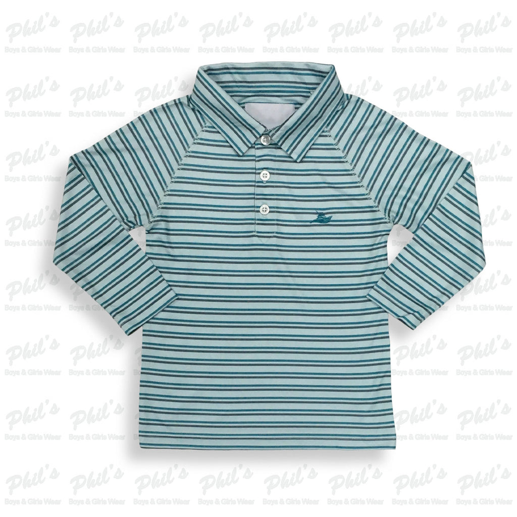 Boys' Teal Stripe Polo Shirt