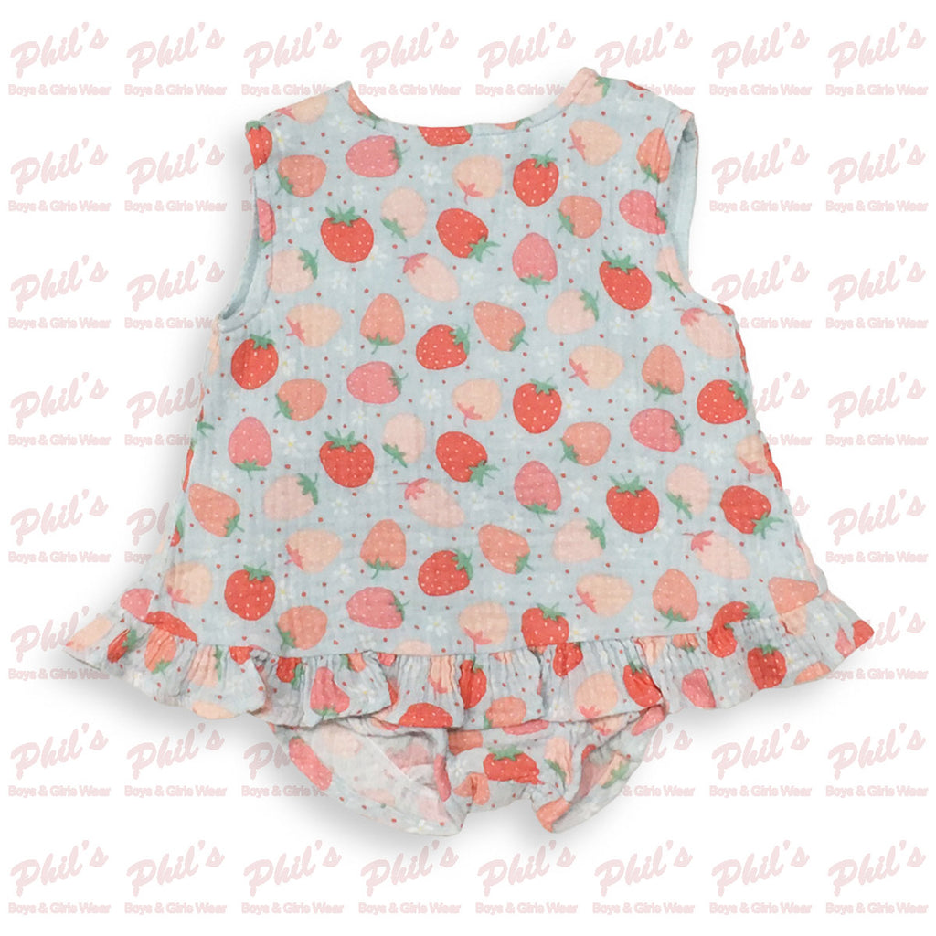 Strawberry Cross-Back Muslin Bloomer Set