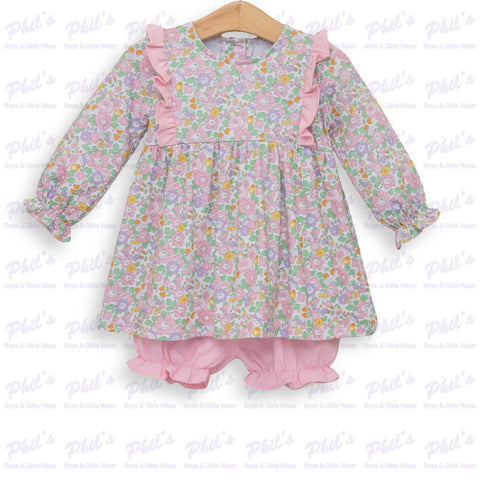 Baby Girls' Floral Top with Pink Ruffle & Pink Bloomers Set