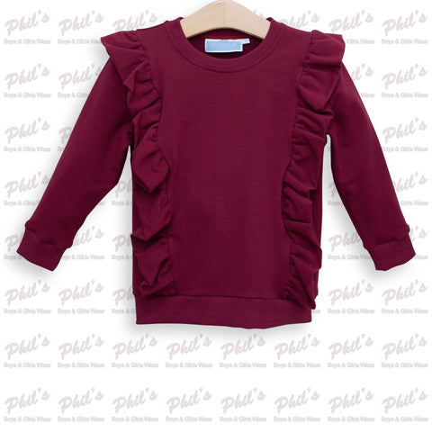 Maroon Ruffle Sweatshirt