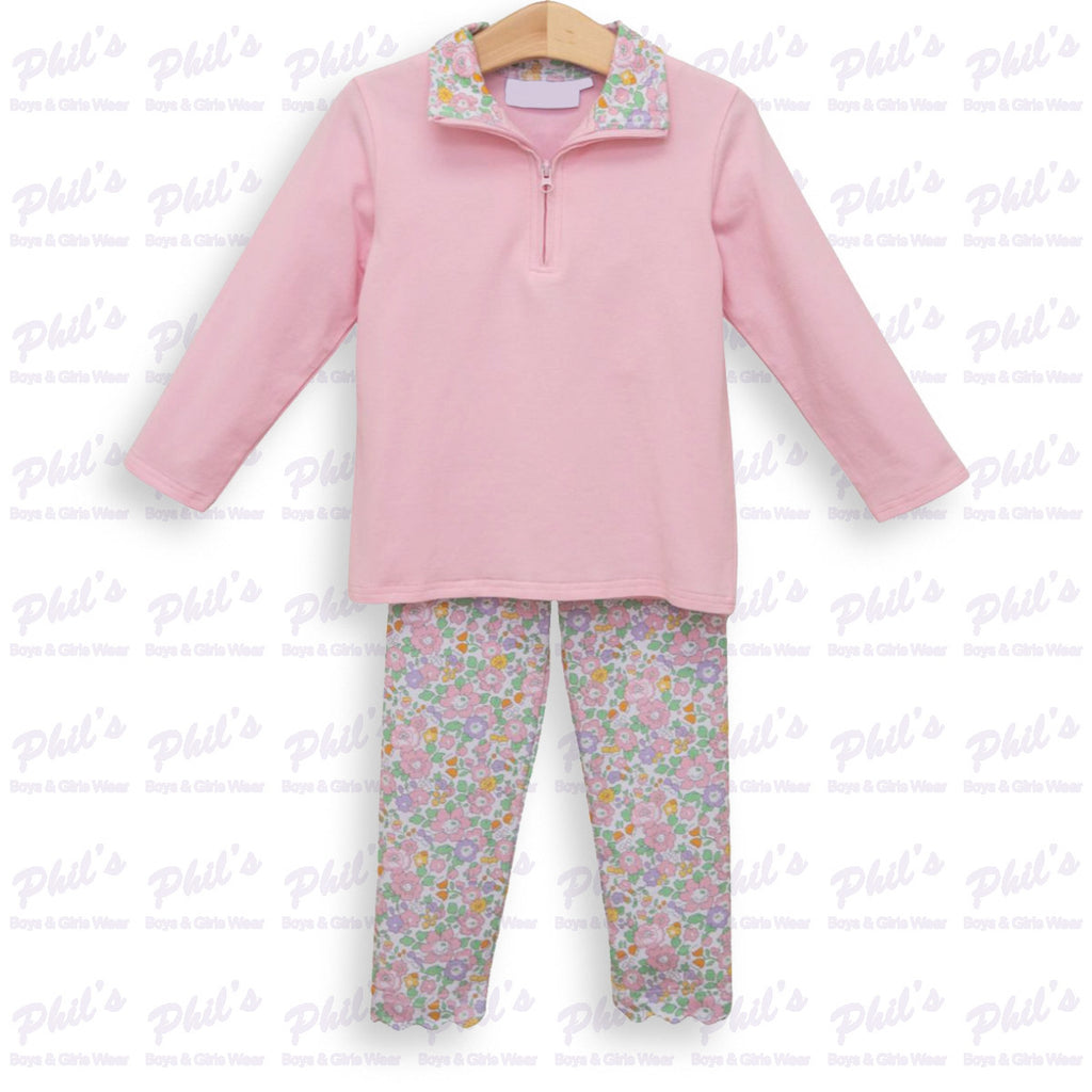 Girls' Pink Quarter Zip Jacket & Legging Set