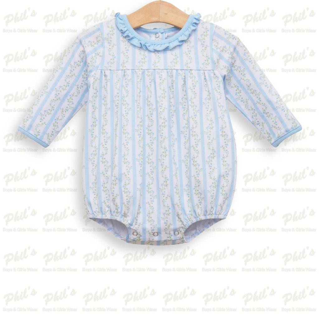 Baby Girls' Blue Floral Bubble