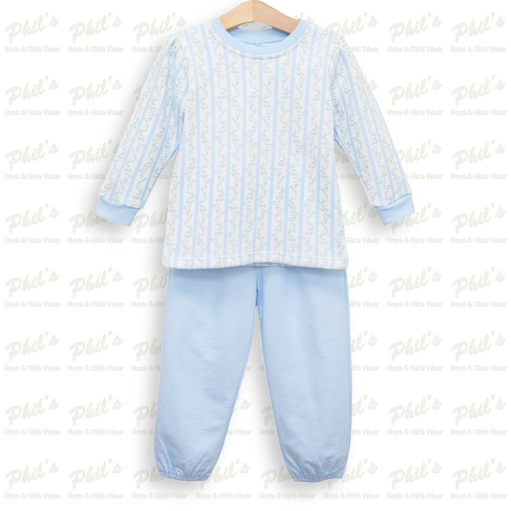 Girls' Blue Floral Sweatshirt & Jogger Set