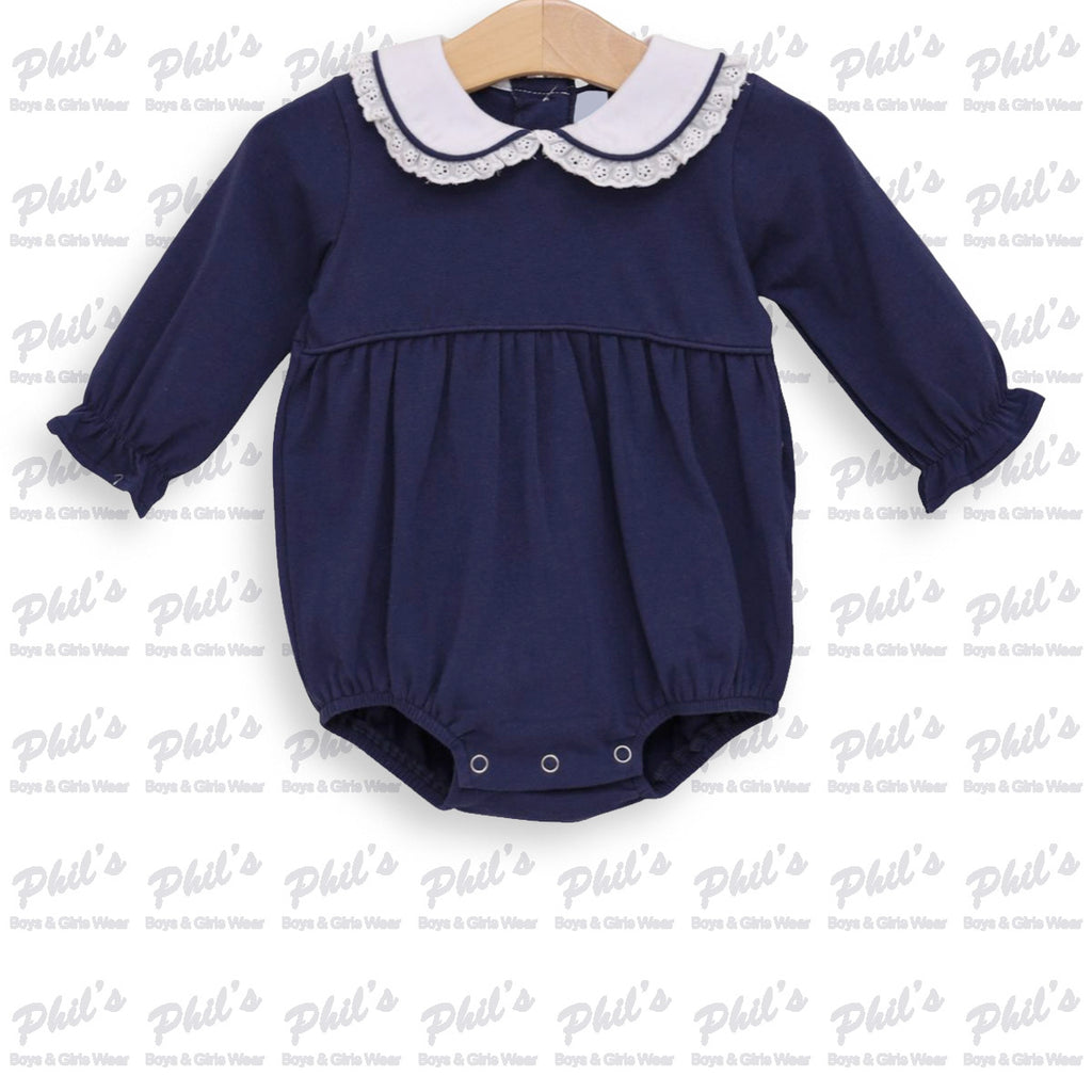 Baby Girls' Navy Peter Pan Collar Bubble