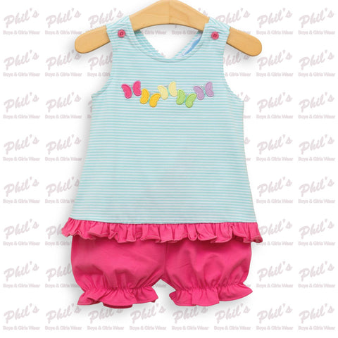 Rainbow Butterfly Cross-Back Bloomer Set