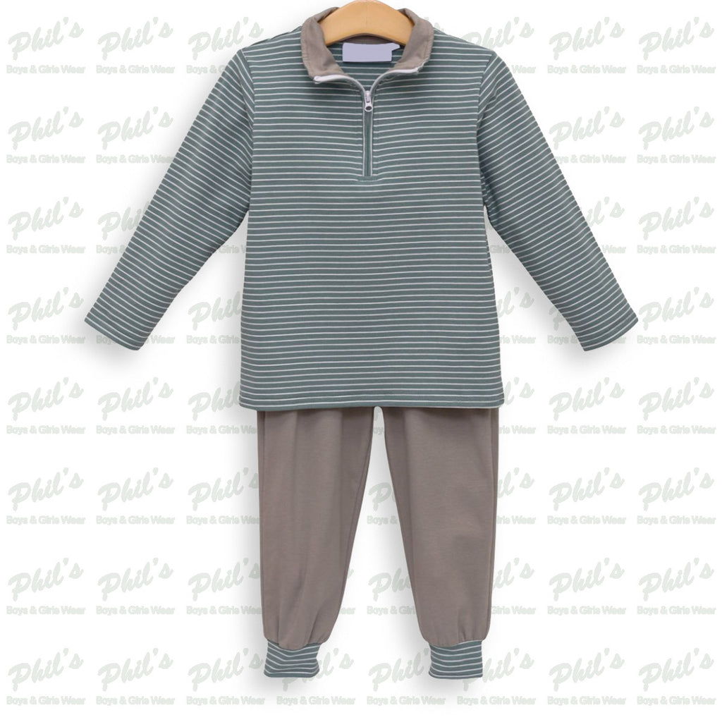 Boys' Striped Quarter-Zip Jacket & Jogger Set
