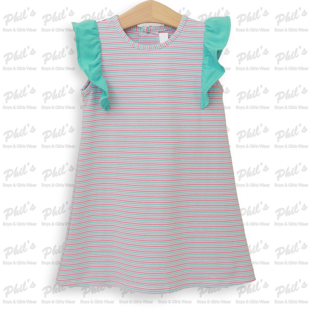 Multi-Color Stripe Ruffle Dress