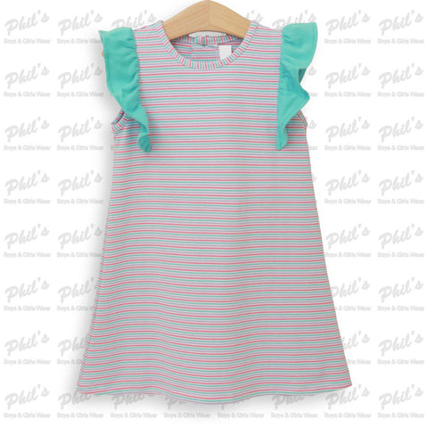 Multi-Color Stripe Ruffle Dress