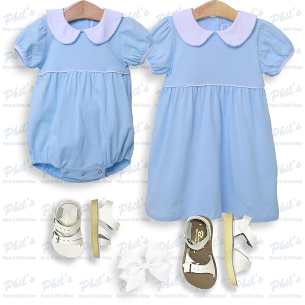 Pastel Blue Bubble with Moonstitch Collar
