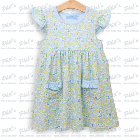Baby Blue Floral Ruffle Dress