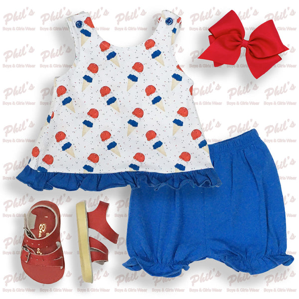 Red / White / Blue Ice Cream Bloomer Set