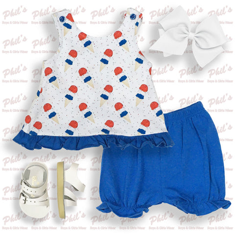 Red / White / Blue Ice Cream Bloomer Set
