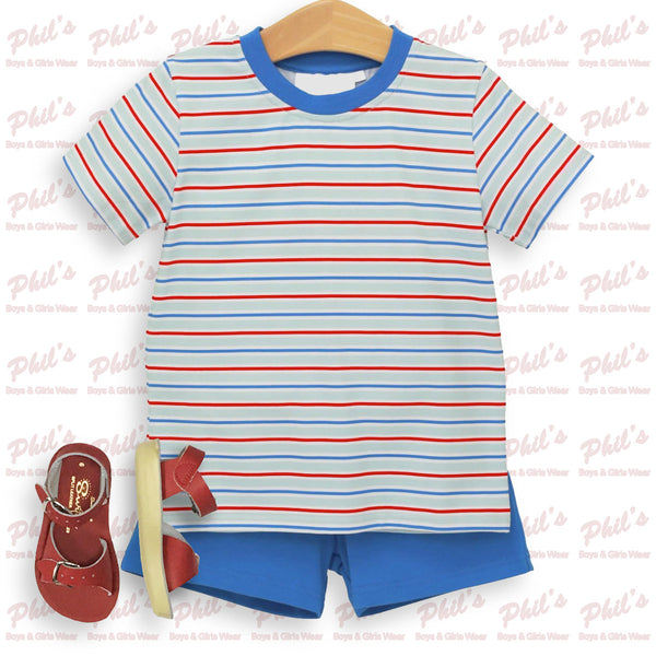 Red / White / Blue Stripe Short Set