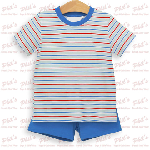 Red / White / Blue Stripe Short Set