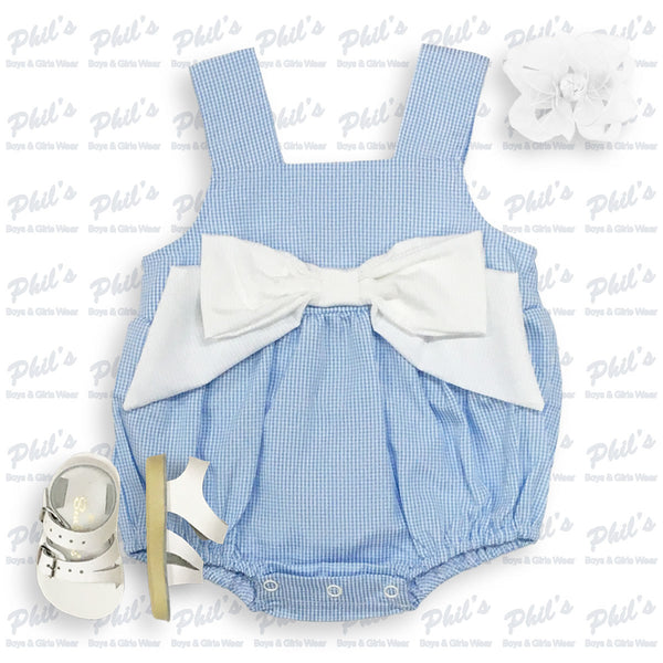 Blue Gingham Bubble w/ Bow Accent