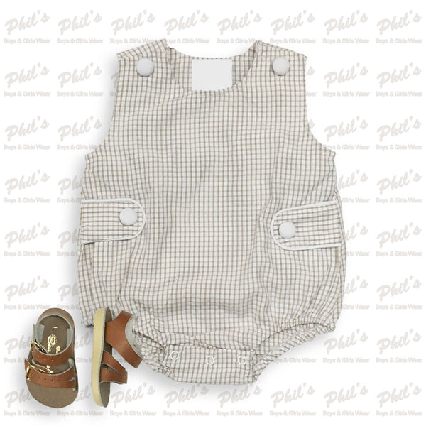 Tan Plaid Bubble w/ Side Tabs