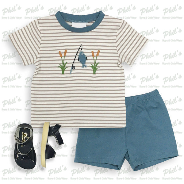 Fishing Appliqué Short Set