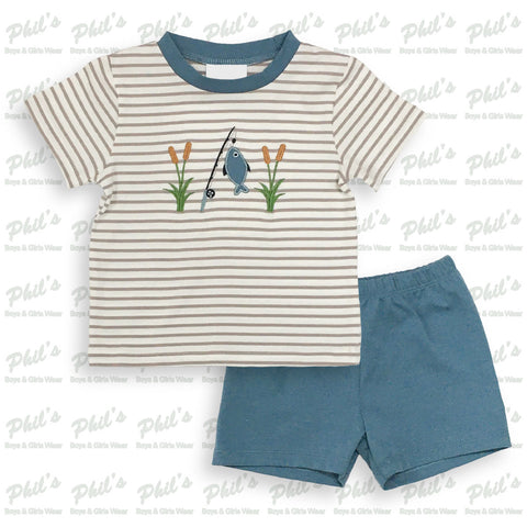 Fishing Appliqué Short Set