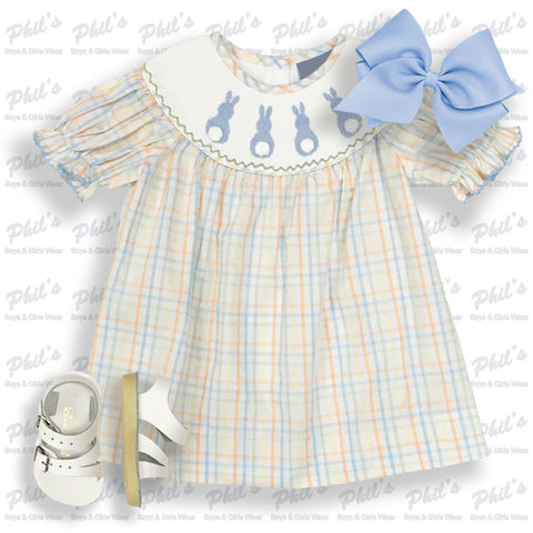 Easter Bunny Smocked Plaid Dress