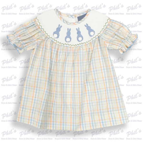 Blue Bunny Smock Plaid Dress