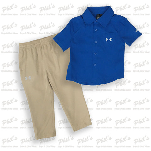 Under Armour Dry-Fit Royal Blue Button Down and Khaki Pant Set