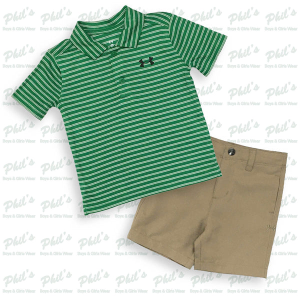 Under Armour Green Stripe Performance Polo